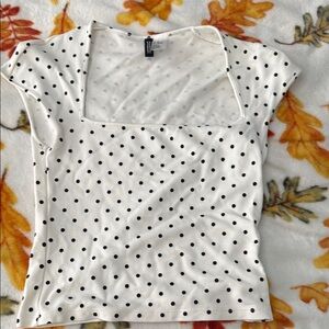 White Polka Dot Short Sleeve Tee